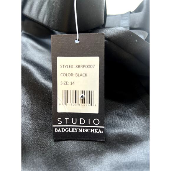 NWT Women's Badgley Mischka Satin Belted Pleated Dress Pants Size 14 - Picture 7 of 7